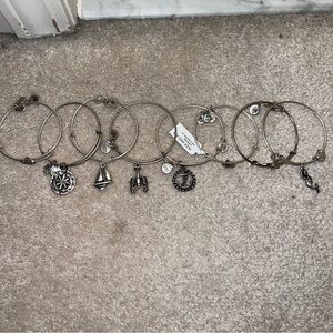 Alex and Ani bracelets silver bangles set of 8 nautical theme